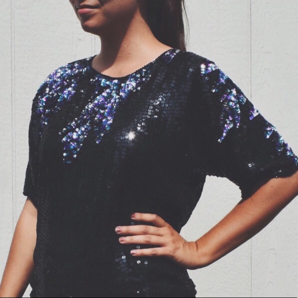 Vintage sequin scalloped top